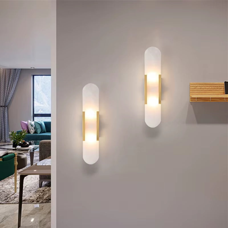 Melange Elongated Sconce Modern Marble Wall Light Artistic Style Atmosphere for Corridor Hotel Room Bathroom Indoor Wall Lamp