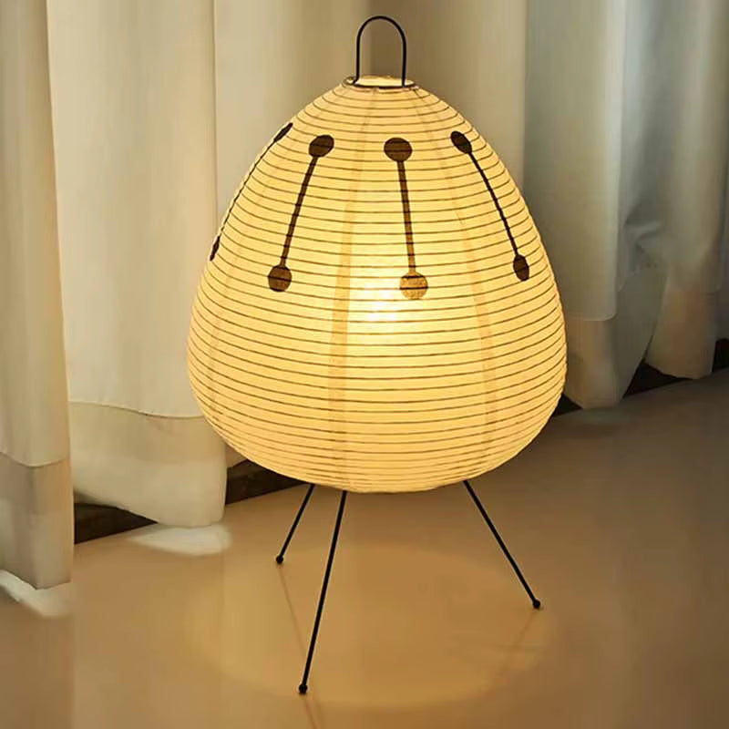 Japanese Design Paper Table Lamp Tripod Rice Paper Table Lamp Japanese Style Lantern Lamp Led Desk Lamp for Bedroom