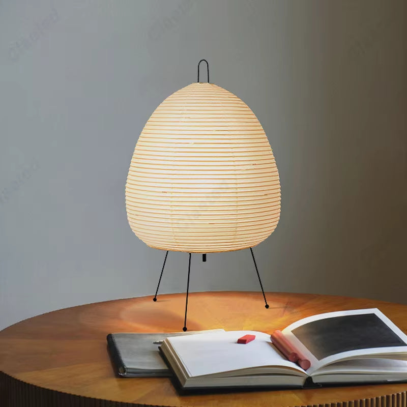 Japanese Design Paper Table Lamp Tripod Rice Paper Table Lamp Japanese Style Lantern Lamp Led Desk Lamp for Bedroom